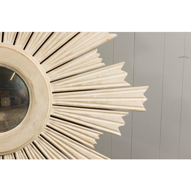 Painted Wood Modern Custom Sunburst with Convex Mirror with Varying Rays For Sale - Image 9 of 12