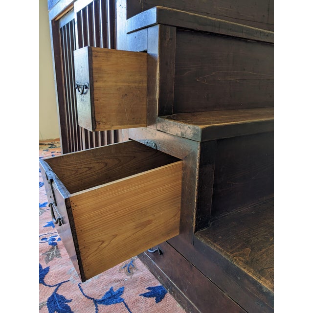 Burnt Umber Late 19th Century Antique Japanese Kaidan Tansu Step Chest For Sale - Image 8 of 8
