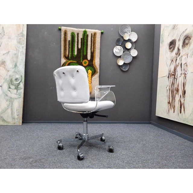 1970s Space Age Leather & Acrylic Desk Chair from Tecta, 1970s For Sale - Image 5 of 14