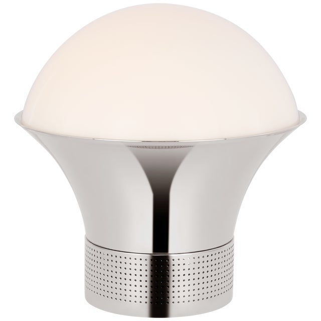Modern Kelly Wearstler by Visual Comfort Signature Precision Accent Table Lantern in Polished Nickel with White Glass For Sale - Image 3 of 3