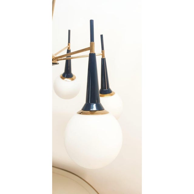 Gold Sputnik Chandelier with Globes For Sale - Image 8 of 16