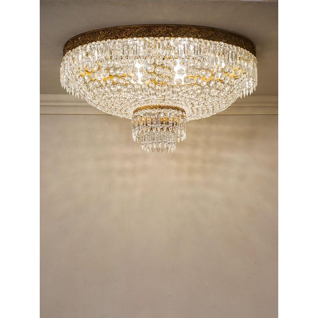 Metal Large Vintage Italian Empire Style Ceiling Light, 1940s For Sale - Image 7 of 13