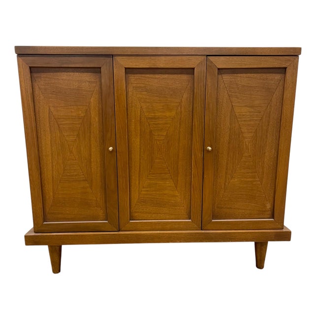 Brass Vintage Mid-Century American of Martinsville Walnut Storage Cabinet Chest For Sale - Image 8 of 8