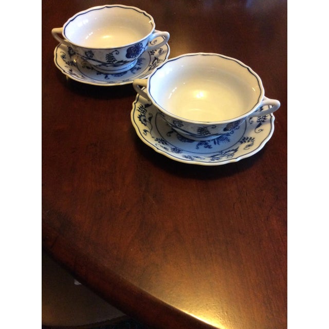 Mid 20th Century Mid 20th Century Blue Danube Bouillon Cup Set- 4 Pieces For Sale - Image 5 of 6