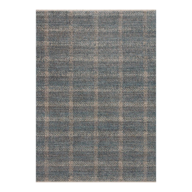 Angela Rose x Loloi Ember Blue / Beige 3'-6" x 5'-6" Accent Rug For Sale