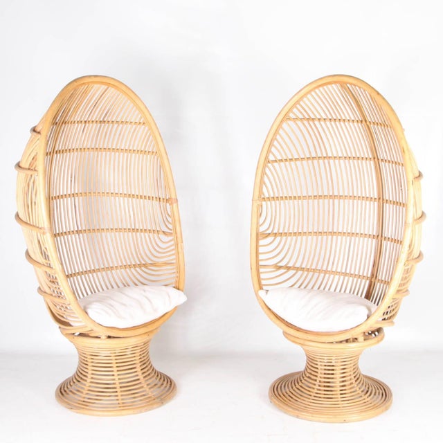 Rattan Egg Armchairs, 1970s, Set of 2 For Sale - Image 11 of 11