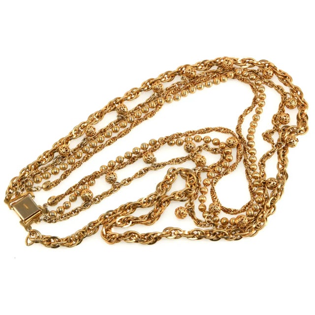 Napier Vintage Napier Necklace Multi Chain Gold Plated For Sale - Image 4 of 5