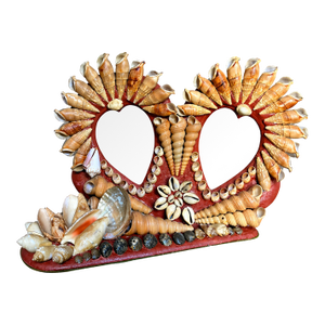 Vintage 1950s Morro Bay Sailors Valentine Double Shellwork Heart Frame