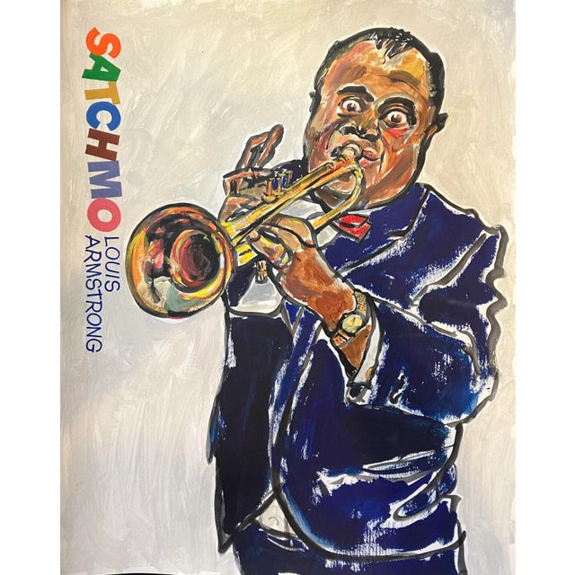 Contemporary Original E.J.Hartmann Modernist Portrait Painting Louis Armstrong Satchmo For Sale - Image 4 of 4