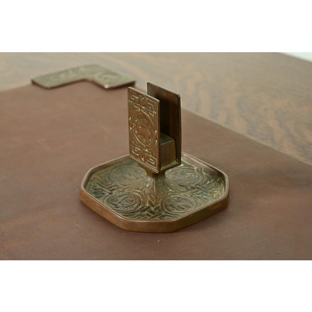 Tiffany Studios Tiffany Studios New York Zodiac Pattern Bronze Match Box Holder For Sale - Image 4 of 12