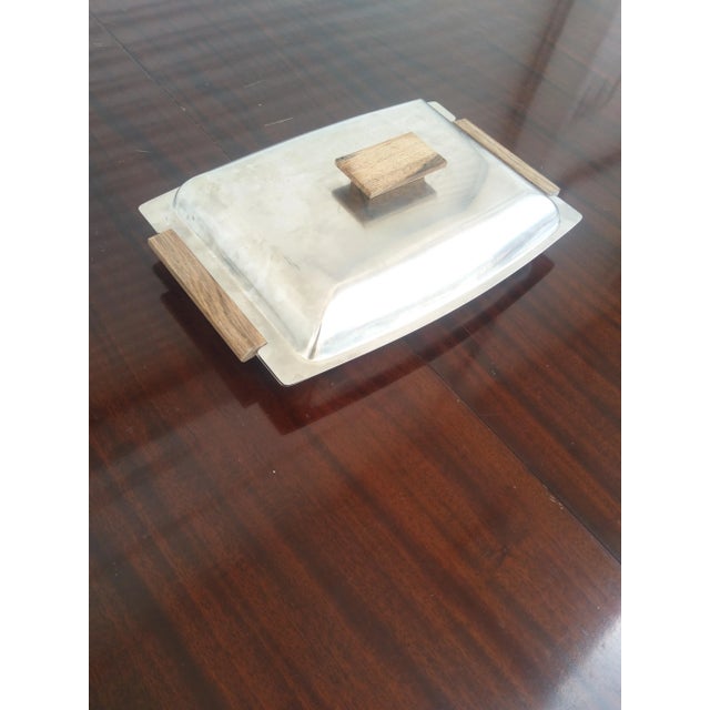 Mid 20th Century Mid 20th Century Cultura Stainless Steel And Teak Platter With Lid For Sale - Image 5 of 5