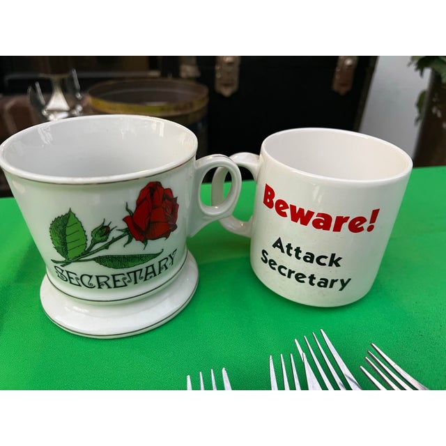 Modern 1970s Ceramic Secretary Mugs - a pair For Sale - Image 3 of 5