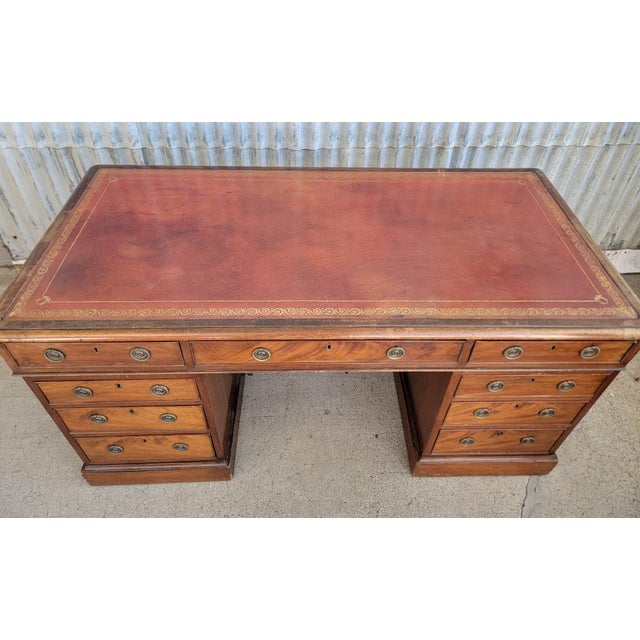 Georgian Leather Top Mahogany Desk Circa. 1840-1860 For Sale - Image 4 of 18