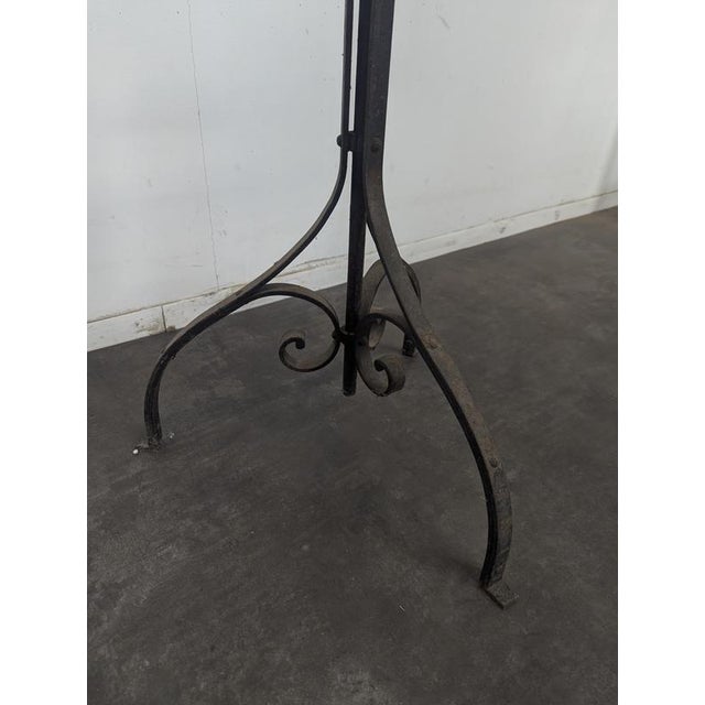 Large Wrought Iron Church Candelabra with Carved Wooden Crucifix For Sale - Image 9 of 10