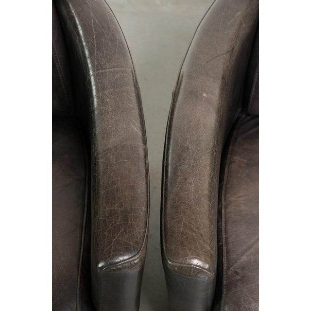 Black Vintage Club Chairs in Cowhide Leather, Set of 2 For Sale - Image 8 of 15