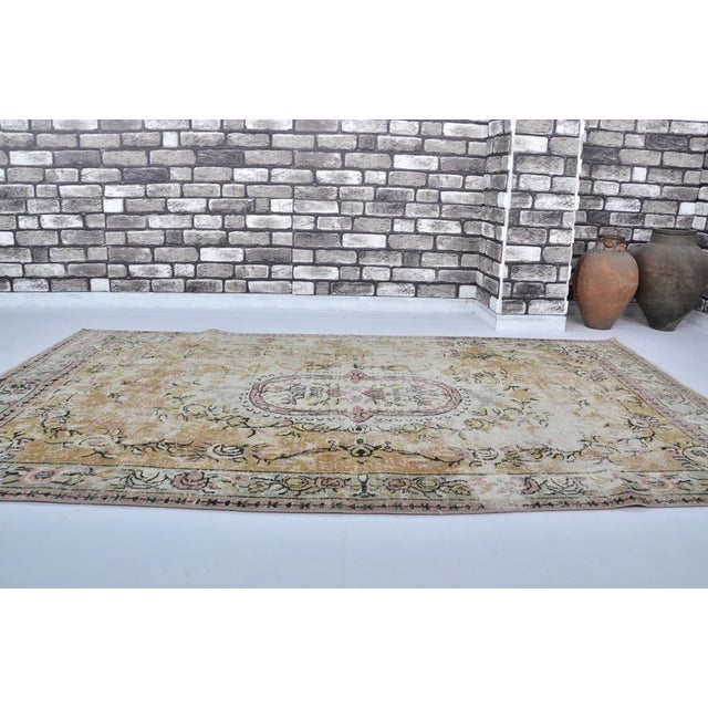 Handmade wool carpet in Turkish Anatolia , Vintage Oushak Rug,Turkish Vintage Anatolian Rug, Handmade wool Rug . One Of...