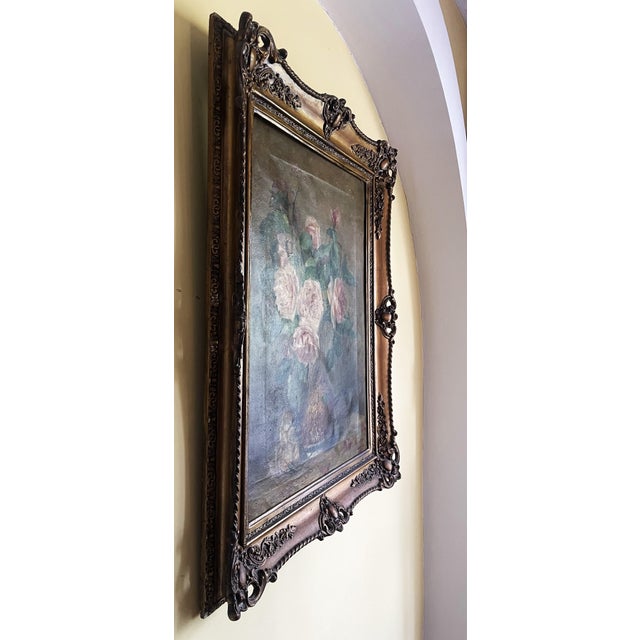 1920s Flowers in a Vase, 1900, Oil on Canvas, Framed For Sale - Image 5 of 17