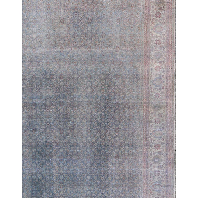 Large Antique Distressed Persian Tabriz Rug 9'9 X 13'5 For Sale - Image 4 of 11