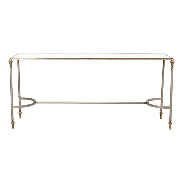 Steel and Brass Console Table For Sale