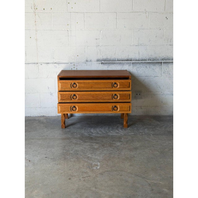 Brown Oak Dresser With 3 Drawers and Black Handles Danish Mid-Century Modern 1960s For Sale - Image 8 of 12