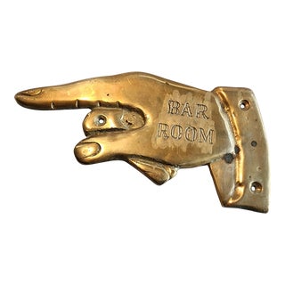 Vintage Bar/Pub Solid Brass Hand Pointing Finger Sign For Sale
