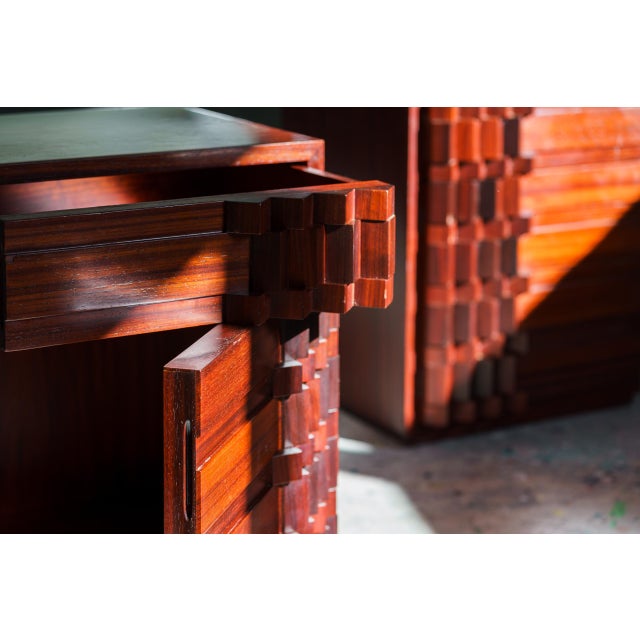 Diamante Night Cabinets in Mahogany, 1970s, Set of 2 For Sale - Image 4 of 10