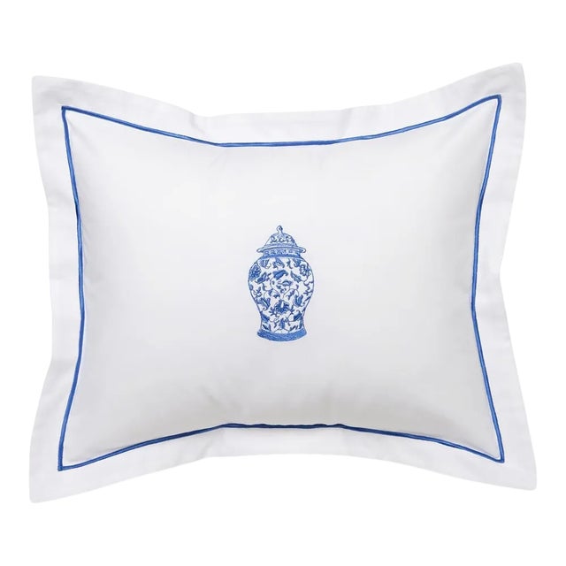 Wide Ginger Jar Boudoir Pillow Cover, Embroidered For Sale