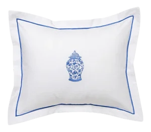 Wide Ginger Jar Boudoir Pillow Cover, Embroidered