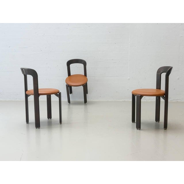 Chairs in Dark Brown Stained Beechwood by Bruno Rey for Dietiker, 1971 For Sale - Image 3 of 17