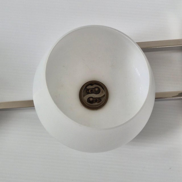 Vintage Pendant Light in Chrome-Plated Steel and Opal Glass from Maison Arlus, 1950s For Sale - Image 6 of 11