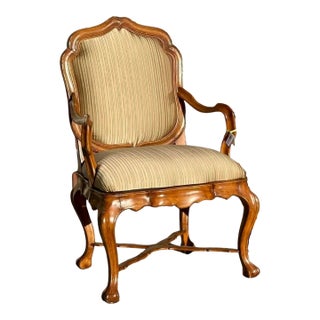 Therien Workshops for Dessin Fournir Italian Walnut Arm Chair - Venetian For Sale