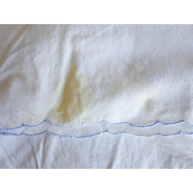 Vintage White and Blue Cutwork Embroidered Tablecloth and Napkins For Sale - Image 10 of 12