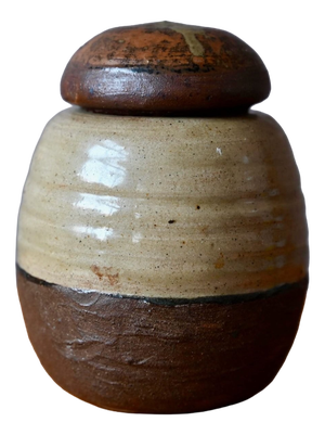 Two-Tone Studio Pottery Stoneware Covered Pot, 1970s