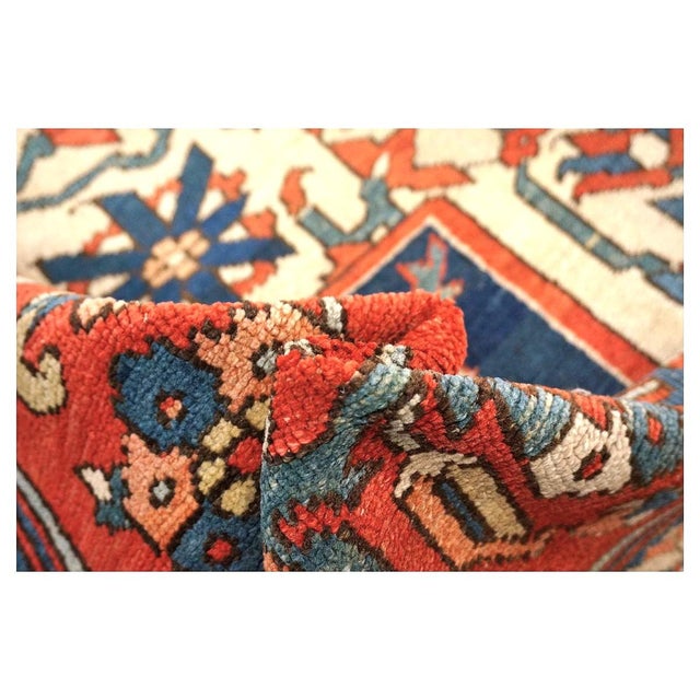Antique Persian Serapi 10x15 Rust & Navy Handmade Area Rug #1140796 For Sale - Image 13 of 14