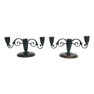 Vintage Decorative Candleholders in Bronze, 1920s, Set of 2 For Sale