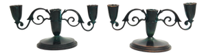 Vintage Decorative Candleholders in Bronze, 1920s, Set of 2