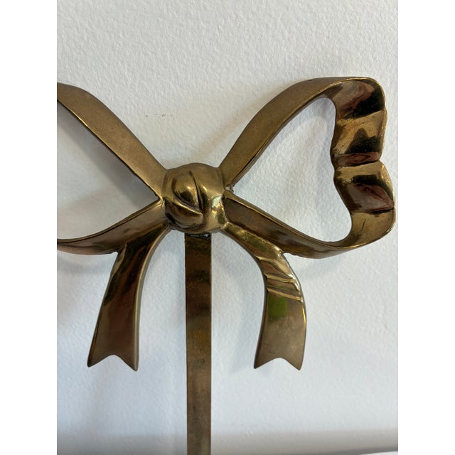Vintage Solid Brass Bow Wall Hook For Sale - Image 4 of 7