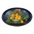 Vintage Hand-Painted Black Lacquer Oval Tole Serving Tray With Citrus Fruit For Sale
