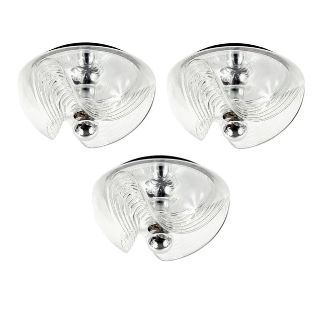 1 of 2 XL Space Age Mid-Century Glass Ceiling Light/Flush Mount Wave/Futura Model by Koch & Lowy for Peill & Putzler, Germany, 1970s For Sale - Image 14 of 14