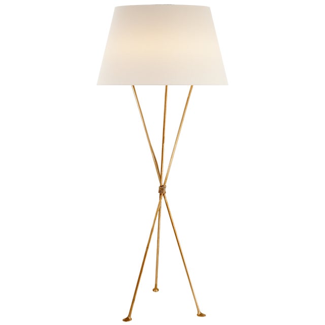 Lebon Floor Lamp in Gild with Linen Shade Designer: AERIN Height: 62.25" Shade Detail: 20" x 27" x 15.5" Linen Base: 20"...