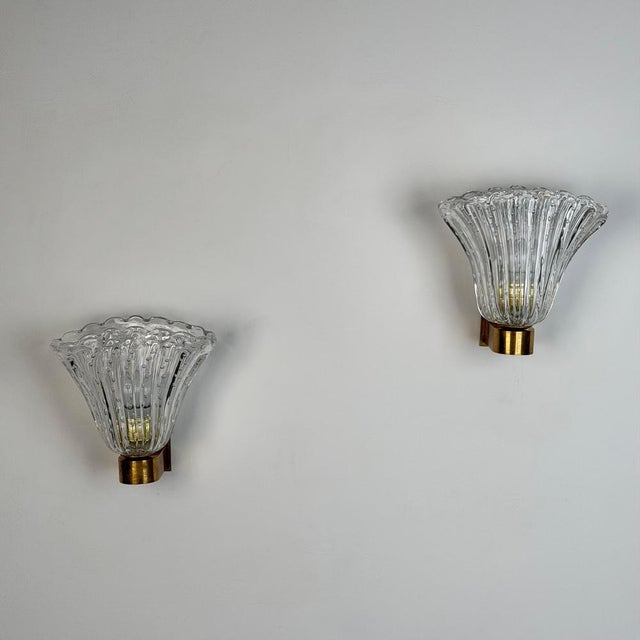 Bullicante Murano Glass Wall Sconces from Seguso, 1940s, Set of 2 For Sale - Image 9 of 18