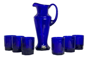 Mid-Century Crystal Cobalt Glass Liqueur Set, Czech Republic, Set of 7