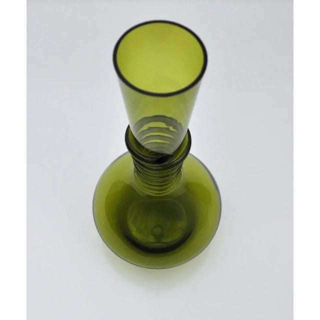 Green Decanter or Vase with Attached Glass Wire by Jacob E. Bang for Holmegaard, Denmark, Set of 2 For Sale - Image 11 of 13
