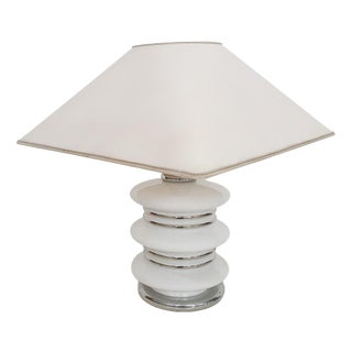 White Chrome and Opal Table Light from Leclaire and Schafer, Germany, 1970s For Sale