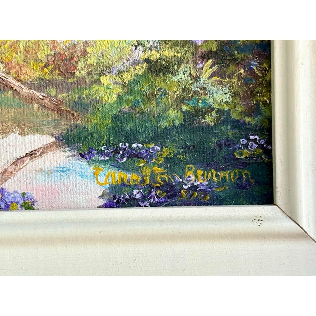 1970s Signed Florida Coastal Landscape by Carolton Barron in Lilac Frame For Sale - Image 5 of 10