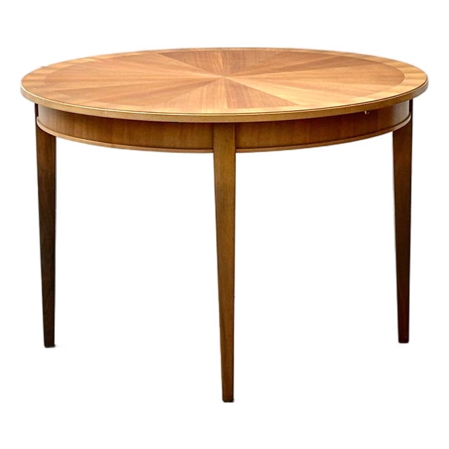 Round Extendable Cherrywood Table with Star Veneer, 1950s For Sale