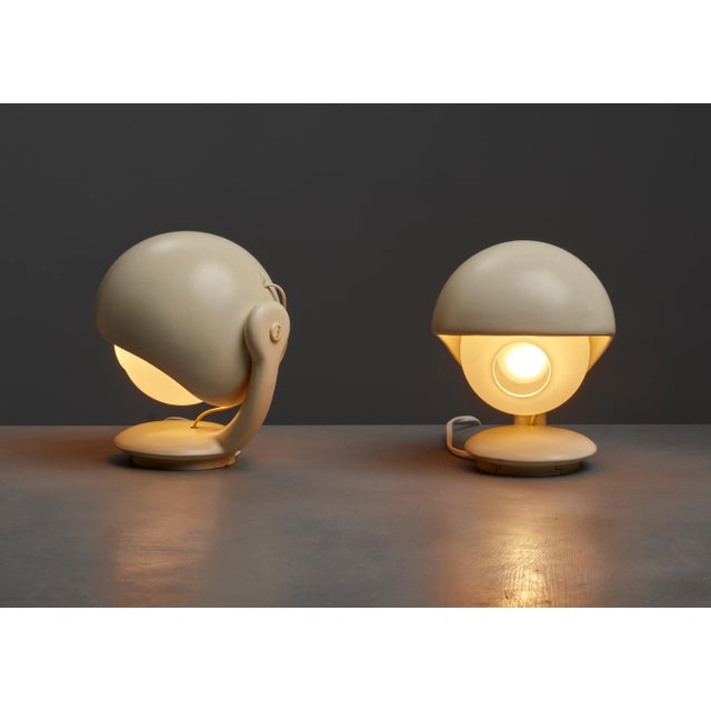 Mid-Century Modern Visor-Form Table Lamps with Opaline Glass, 1960s, Set of 2 For Sale - Image 3 of 6