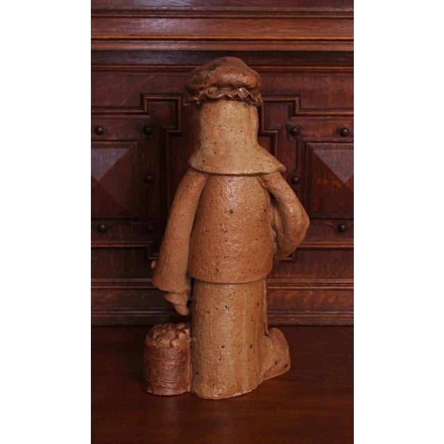 Glazed Ceramic Peasant Statues, Set of 2 For Sale - Image 3 of 8