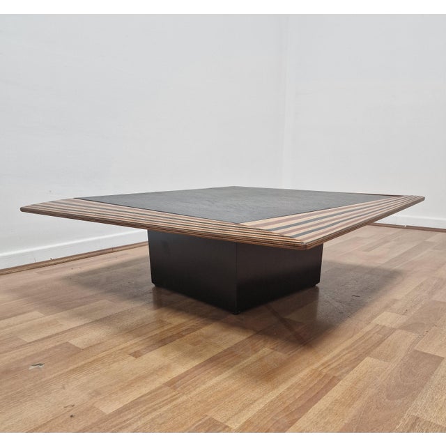 Black Vintage Coffee Table in Slate and Laminated Wood by Afra and Tobia Scarpa, 1970s For Sale - Image 8 of 17