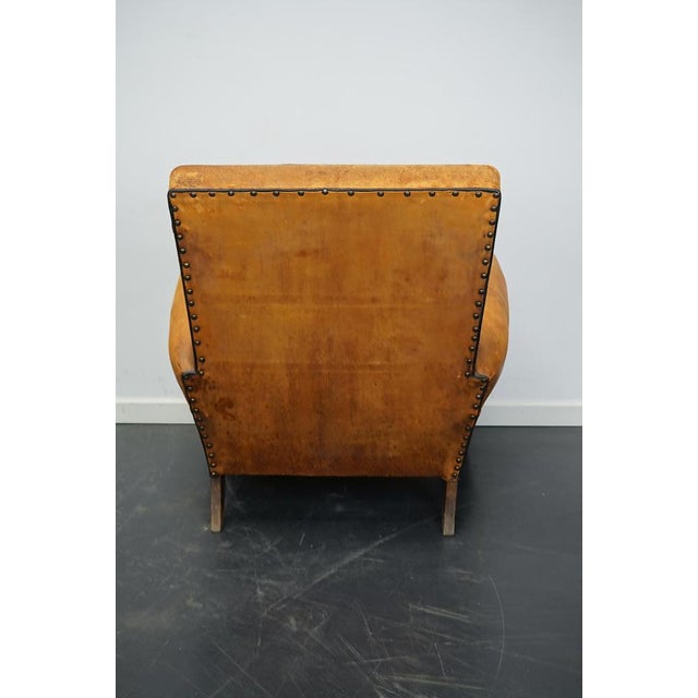 Vintage French Cognac-Colored Leather Club Chair, 1940s For Sale - Image 13 of 16